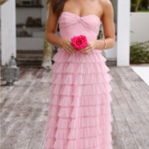Hello Molly Blush Strapless Tiered Dress